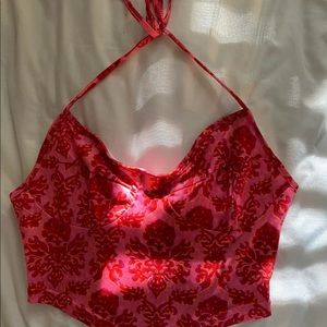 Shein all over floral print asymetrical hem halter top